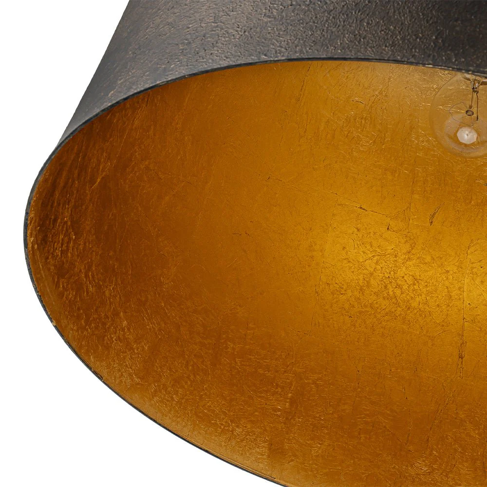 Industrial Oversized Iron Bell Dome Pendant Light Black Gold Powder - Image 9