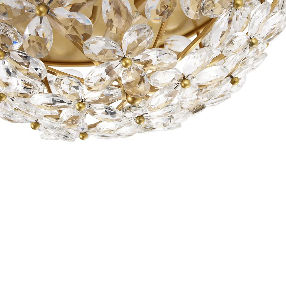 Luxe Brass Bloom Crystal Floral Cage Flush Mount Light - Image 12