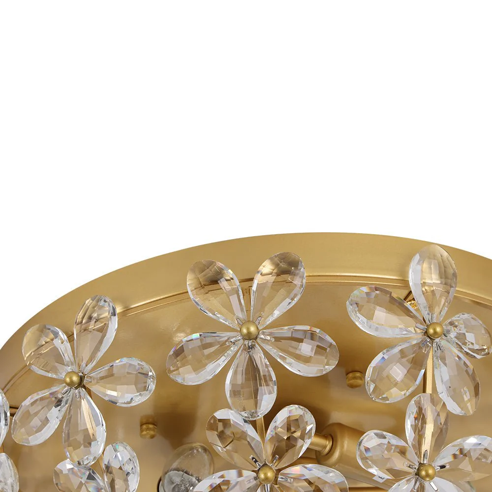 Luxe Brass Bloom Crystal Floral Cage Flush Mount Light - Image 14
