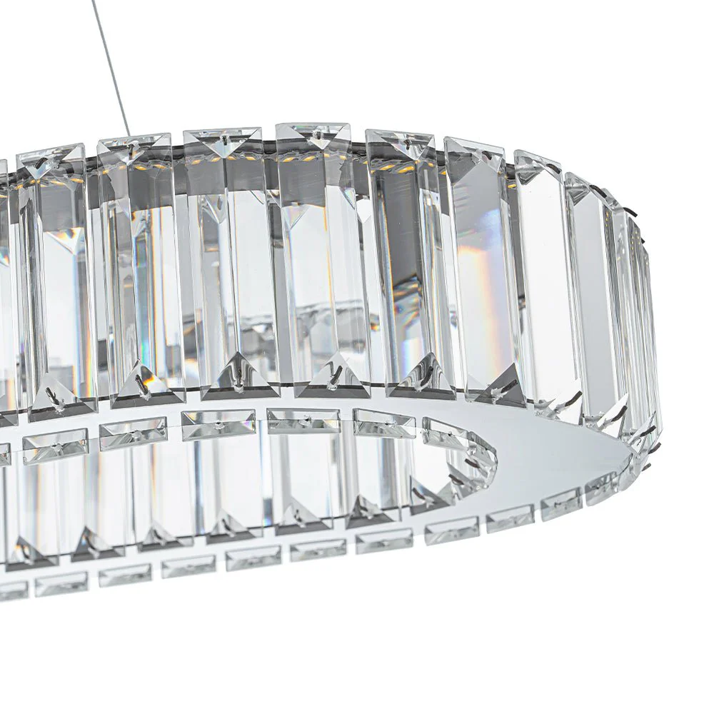 (OpenBox) Luxe Chrome Crystal Dimmable LED Oval Halo Island Pendant - Image 9