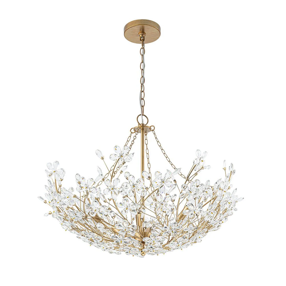 Luxe Gold Crystal Blossom Floral Basket Chandelier - Image 10