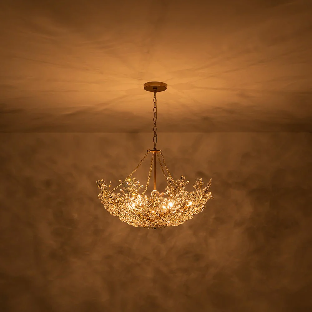 Luxe Gold Crystal Blossom Floral Basket Chandelier - Image 11