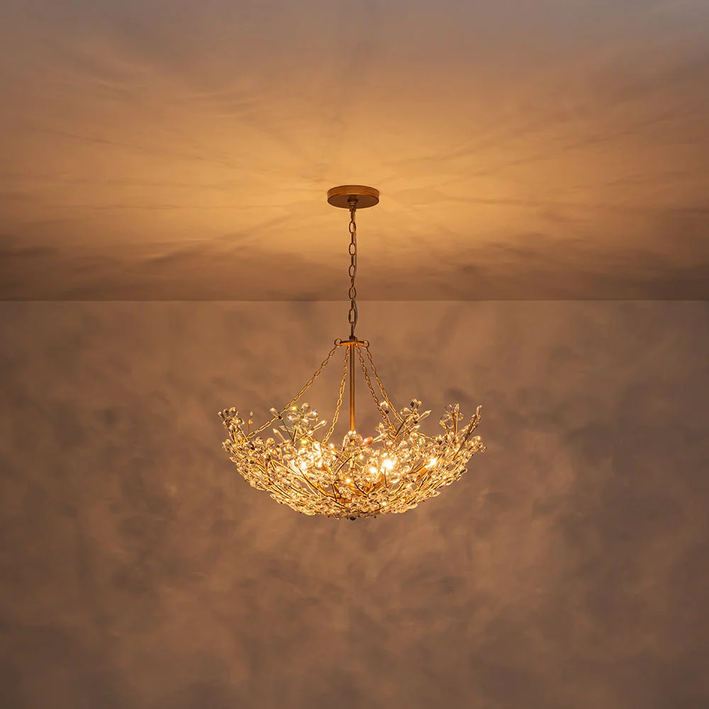 Luxe Gold Crystal Blossom Floral Basket Chandelier - Image 12
