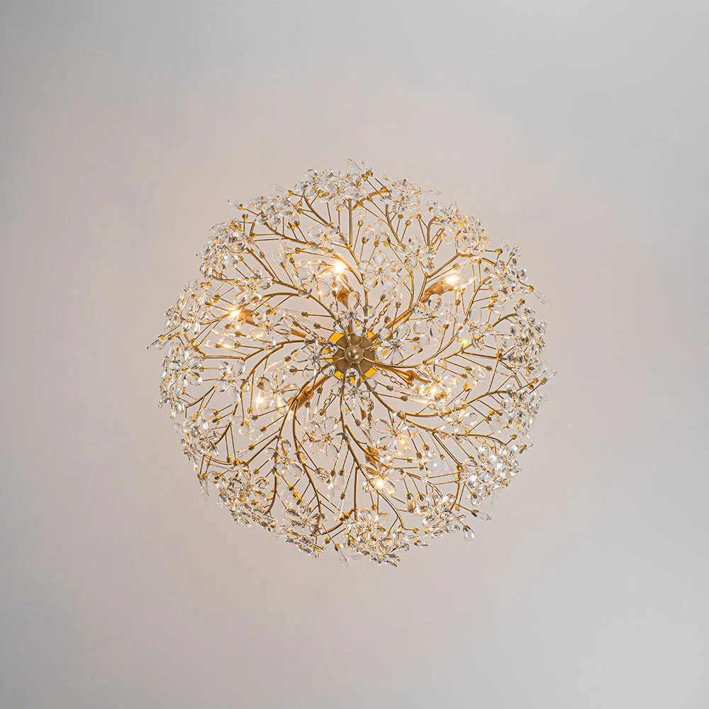 Luxe Gold Crystal Blossom Floral Basket Chandelier - Image 13
