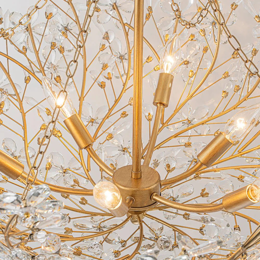 Luxe Gold Crystal Blossom Floral Basket Chandelier - Image 14