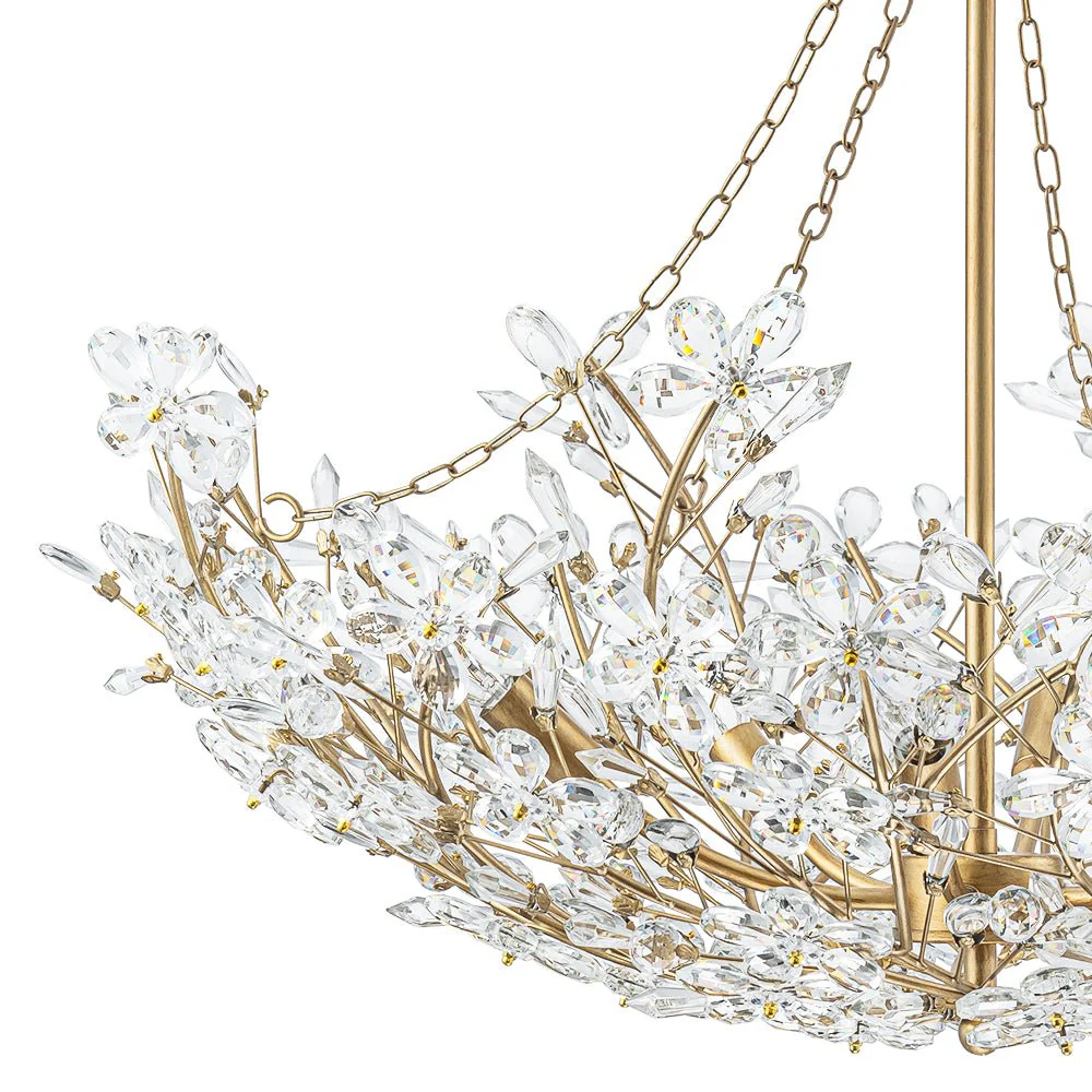 Luxe Gold Crystal Blossom Floral Basket Chandelier - Image 15