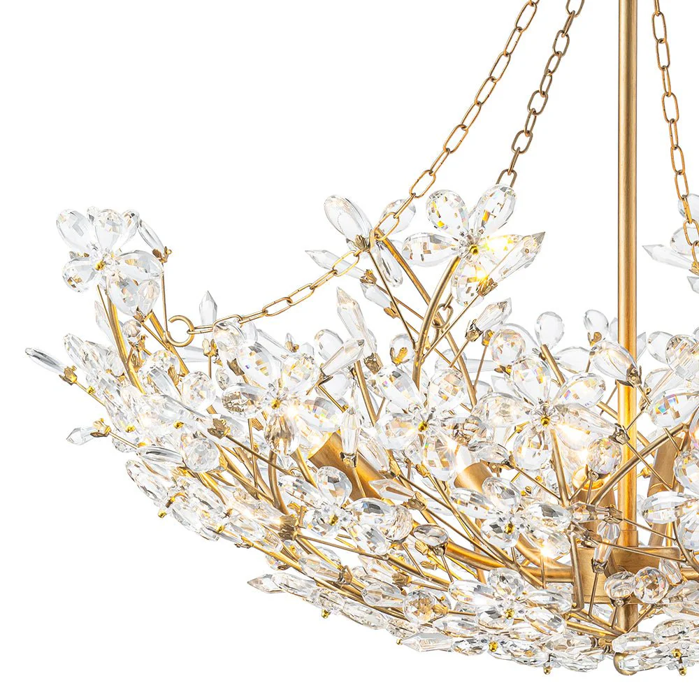 Luxe Gold Crystal Blossom Floral Basket Chandelier - Image 16