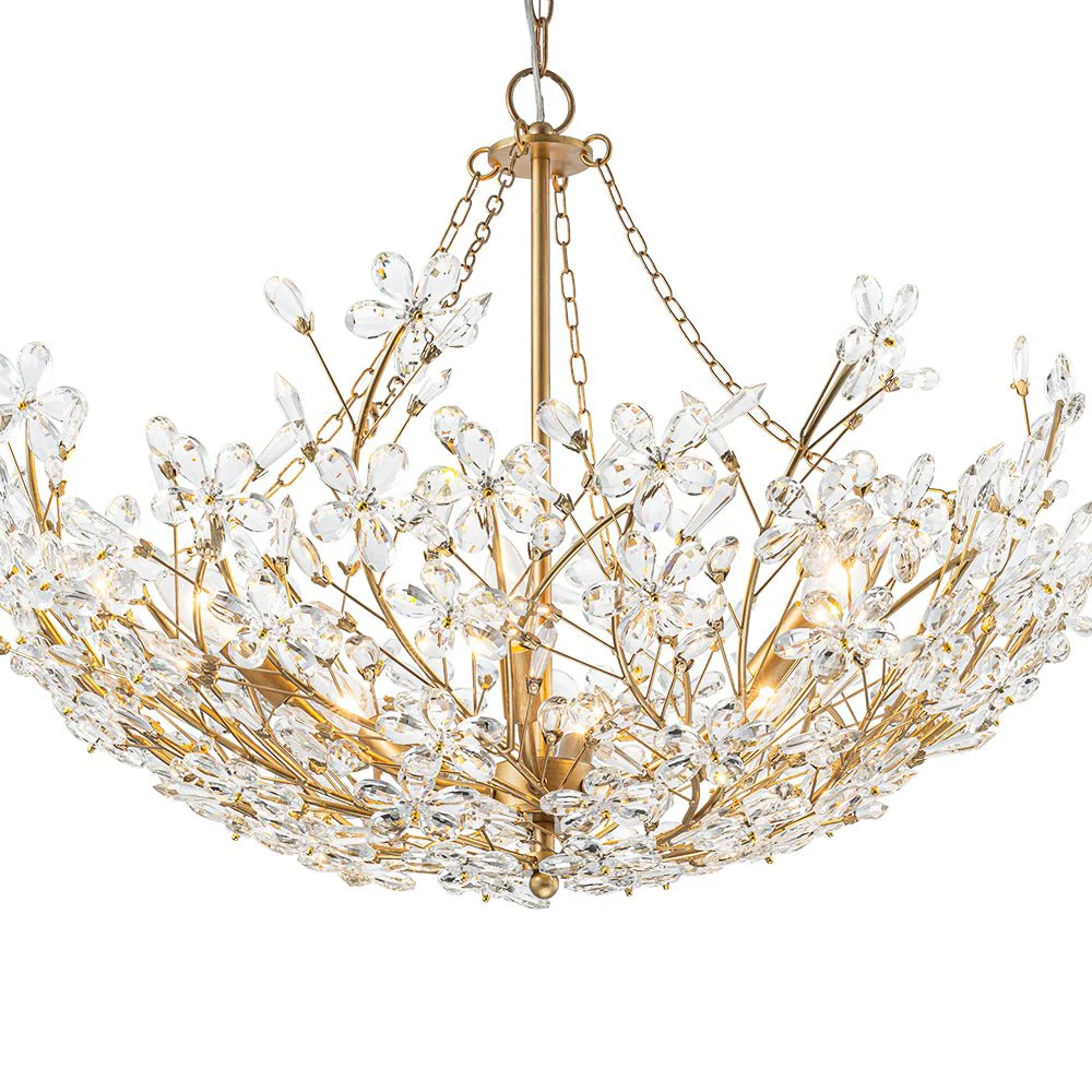 Luxe Gold Crystal Blossom Floral Basket Chandelier - Image 17