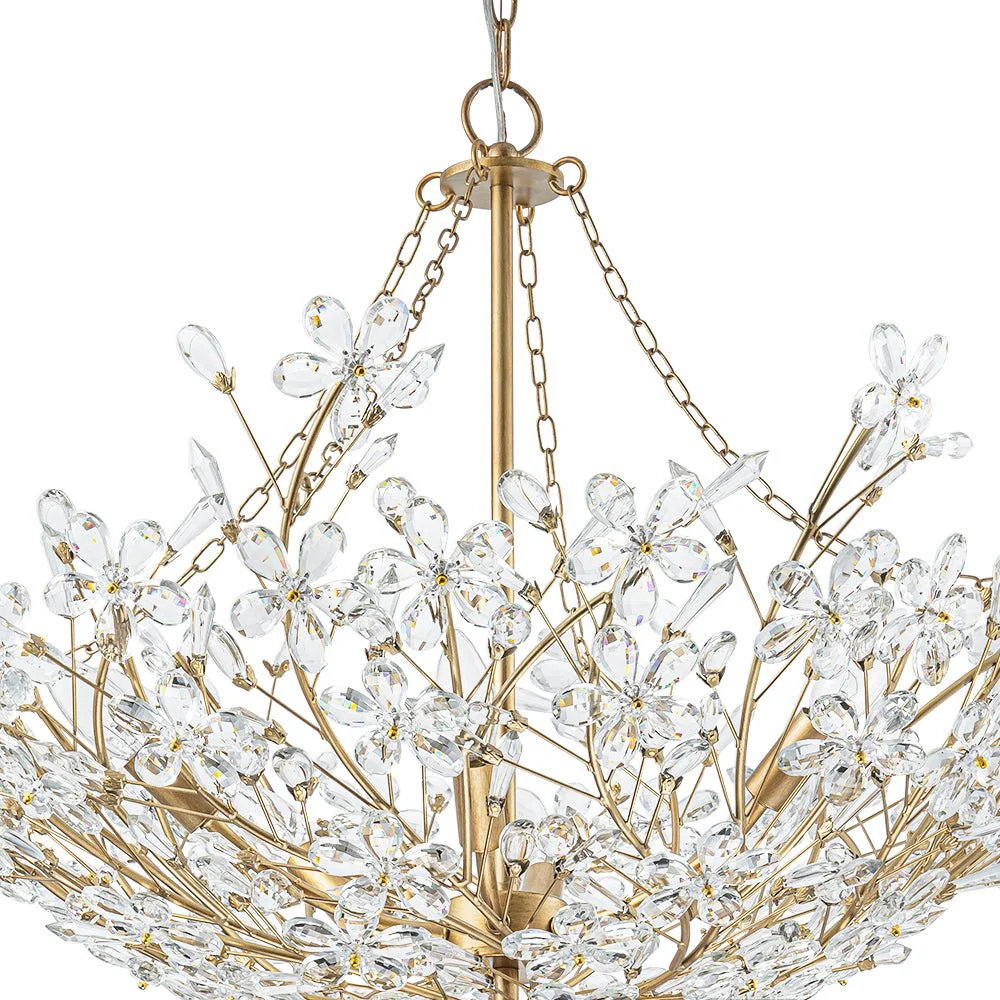 Luxe Gold Crystal Blossom Floral Basket Chandelier - Image 18