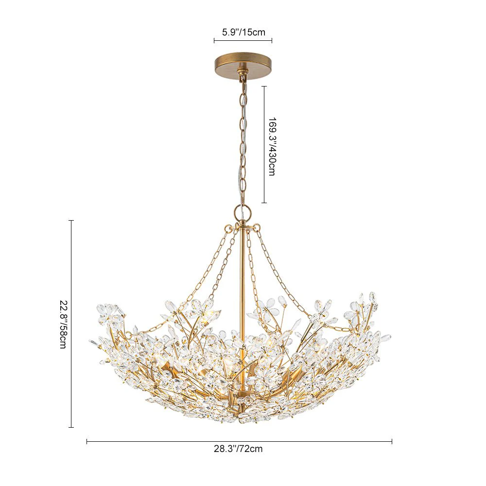 Luxe Gold Crystal Blossom Floral Basket Chandelier - Image 20