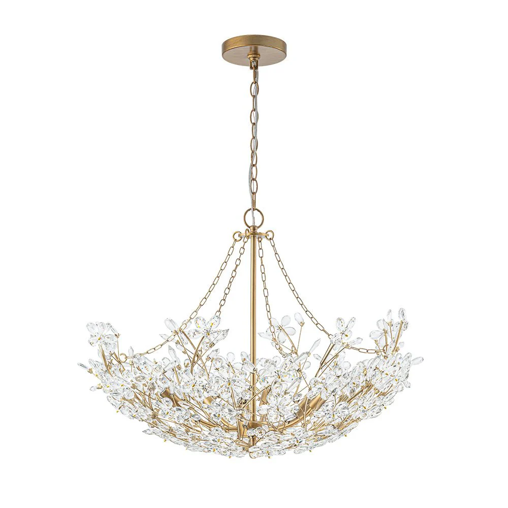 Luxe Gold Crystal Blossom Floral Basket Chandelier - Image 7
