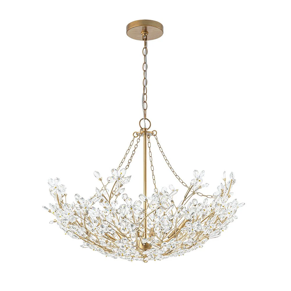 Luxe Gold Crystal Blossom Floral Basket Chandelier - Image 8