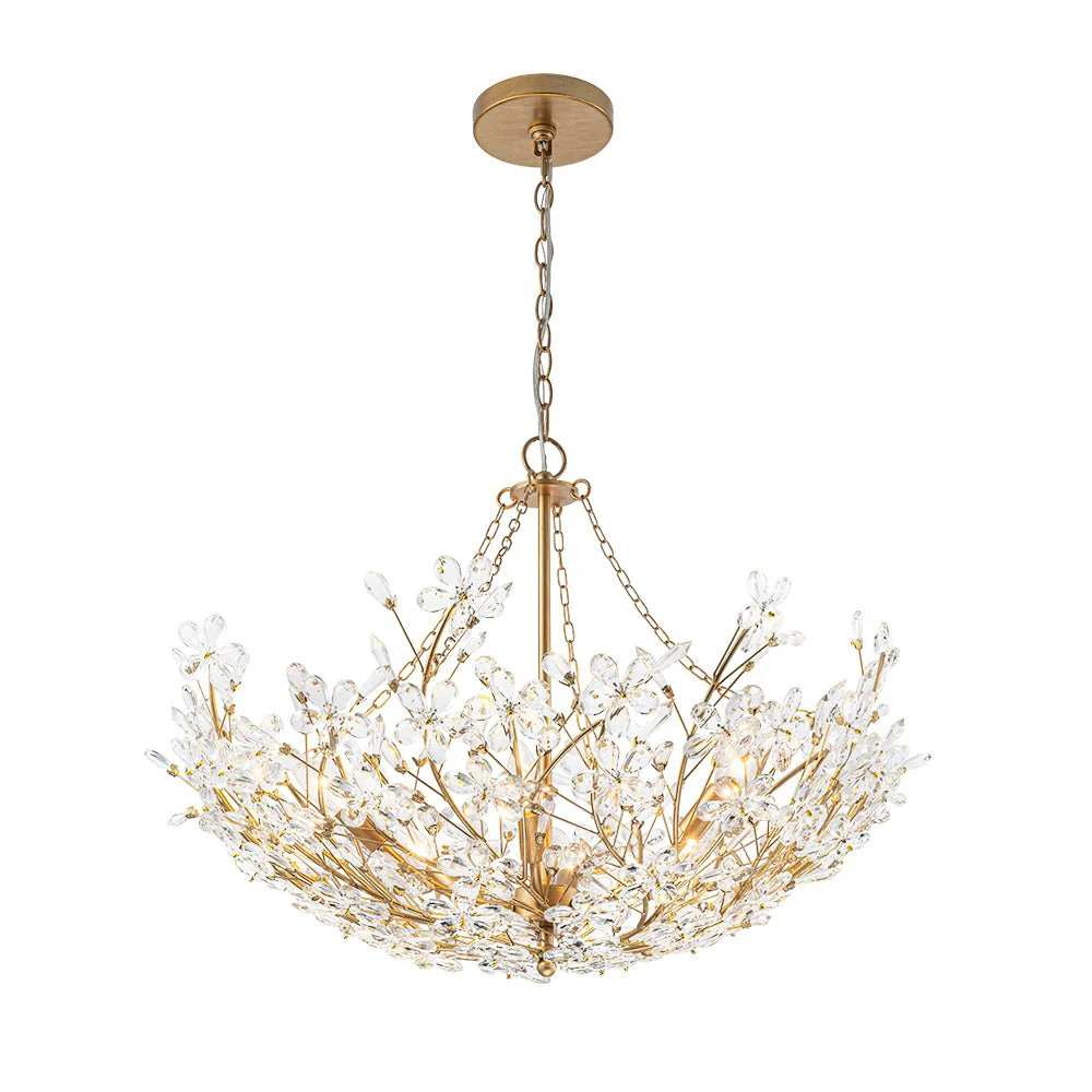 Luxe Gold Crystal Blossom Floral Basket Chandelier - Image 9