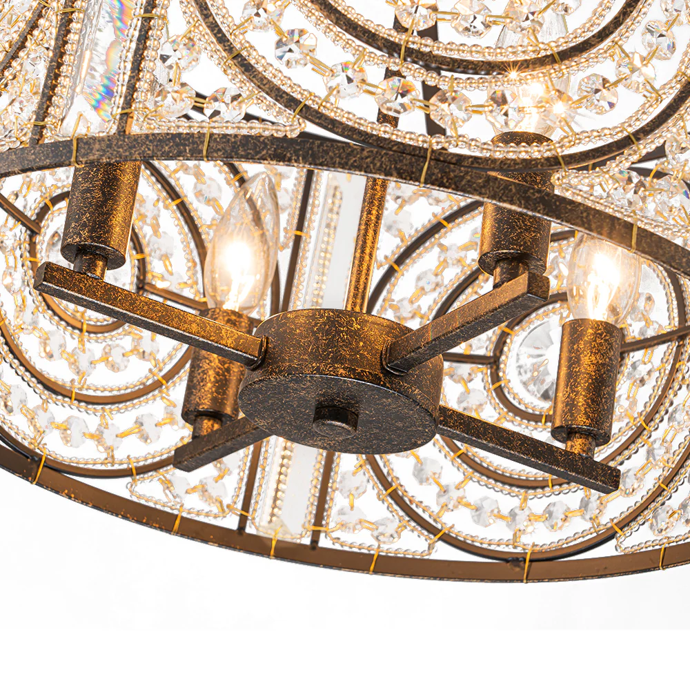 Luxe Moroccan Antique Crystal Drum Cage Chandelier - Image 13