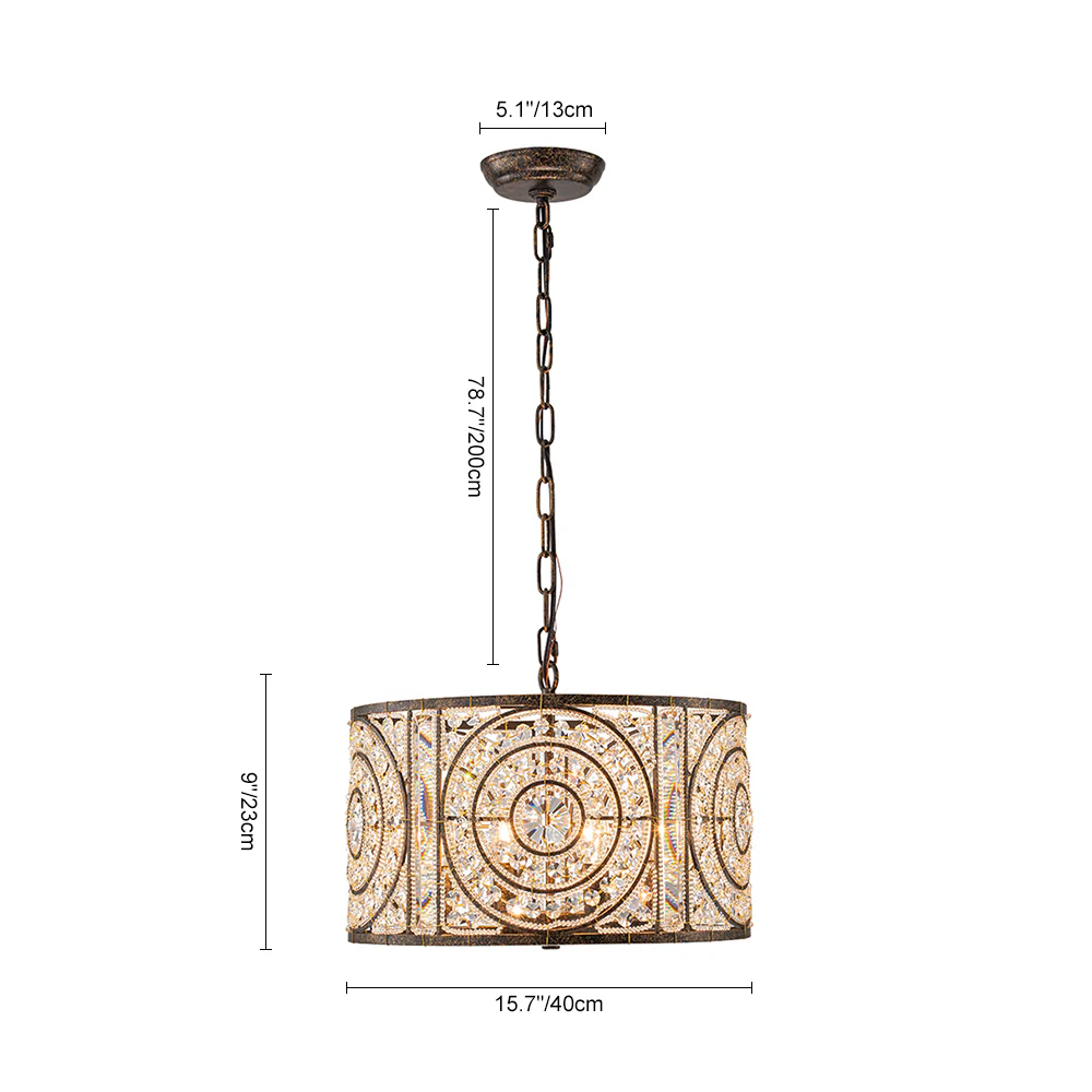 Luxe Moroccan Antique Crystal Drum Cage Chandelier - Image 16