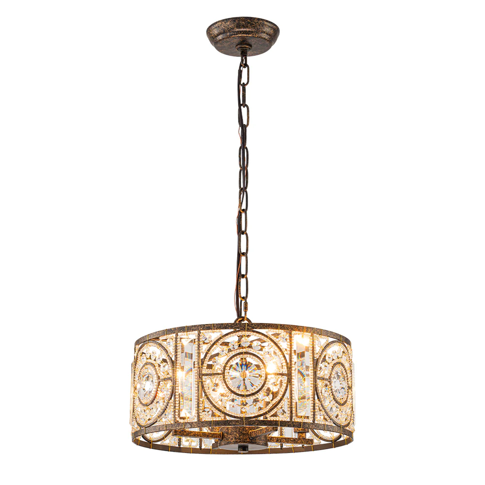 Luxe Moroccan Antique Crystal Drum Cage Chandelier - Image 17