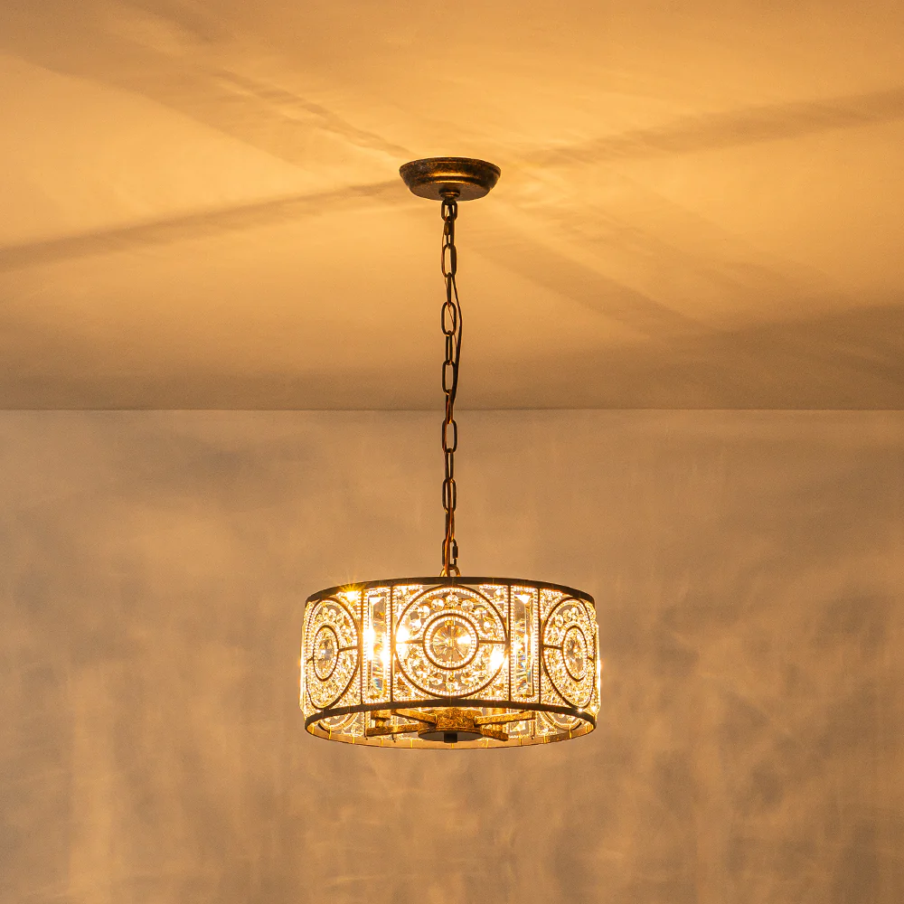 Luxe Moroccan Antique Crystal Drum Cage Chandelier - Image 21