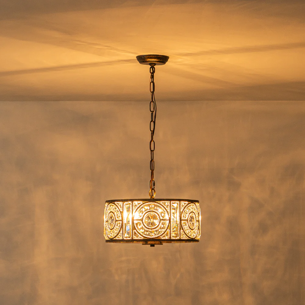 Luxe Moroccan Antique Crystal Drum Cage Chandelier - Image 22