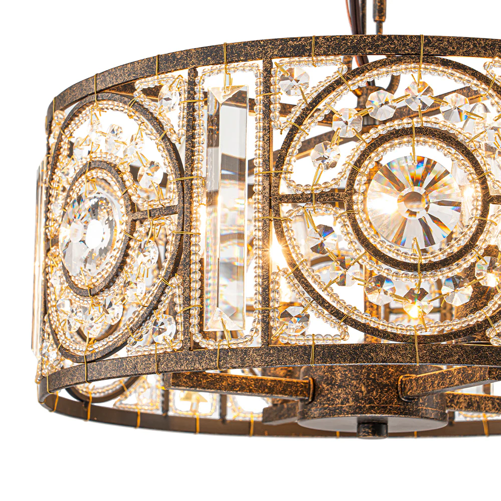 Luxe Moroccan Antique Crystal Drum Cage Chandelier - Image 23