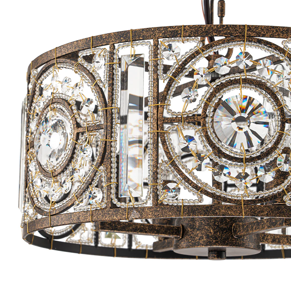 Luxe Moroccan Antique Crystal Drum Cage Chandelier - Image 24