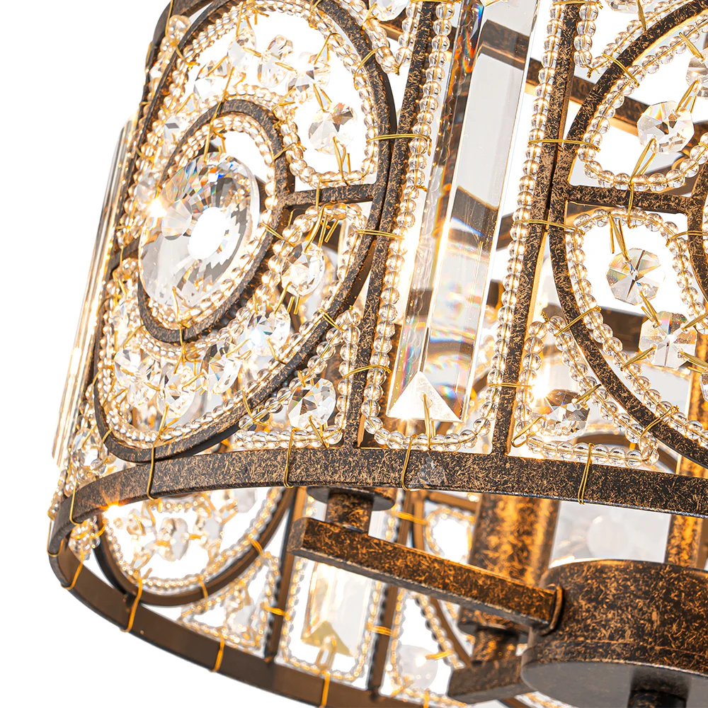 Luxe Moroccan Antique Crystal Drum Cage Chandelier - Image 25