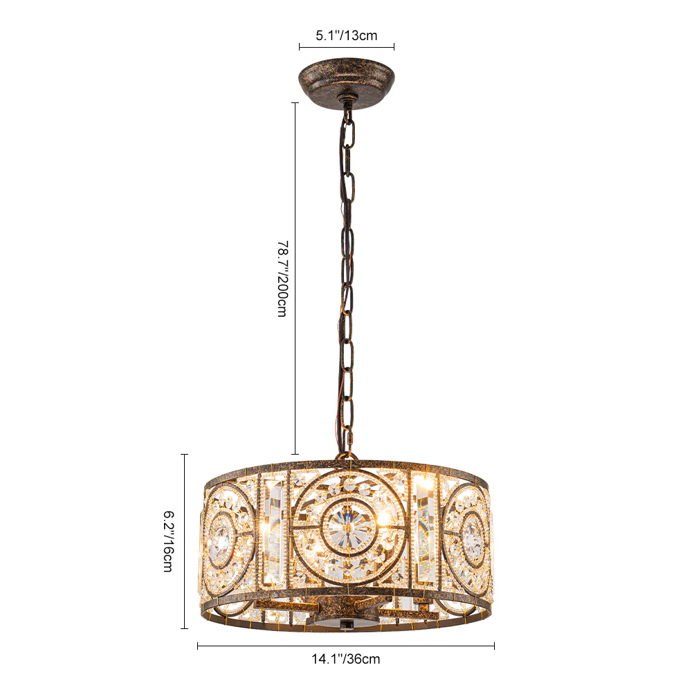 Luxe Moroccan Antique Crystal Drum Cage Chandelier - Image 26