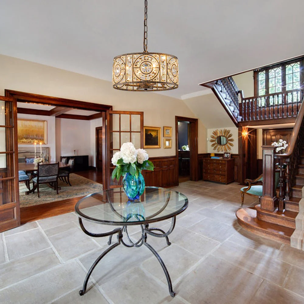 Luxe Moroccan Antique Crystal Drum Cage Chandelier - Image 3