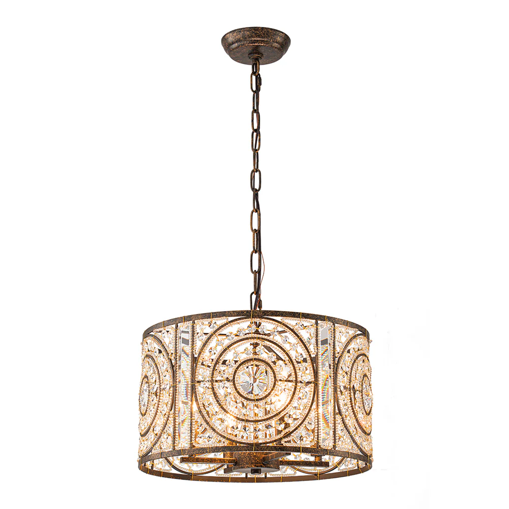 Luxe Moroccan Antique Crystal Drum Cage Chandelier - Image 5