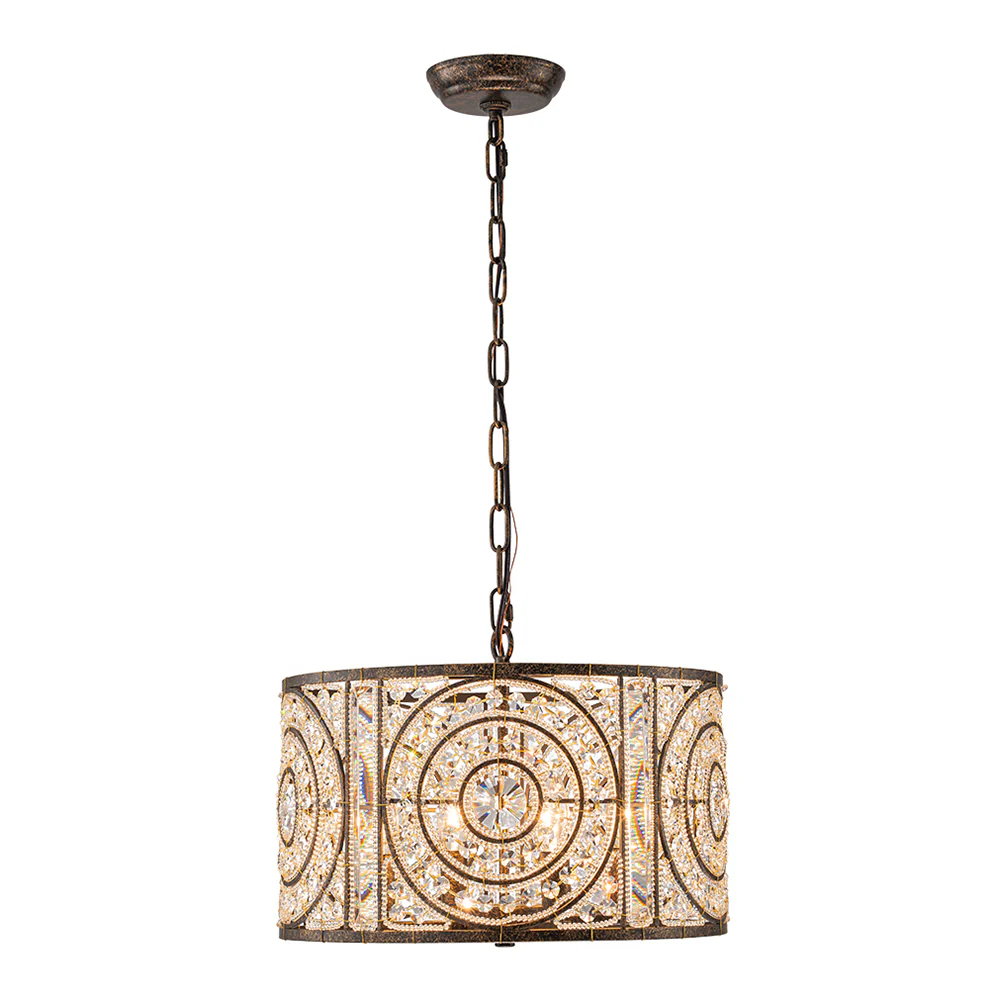 Luxe Moroccan Antique Crystal Drum Cage Chandelier - Image 7