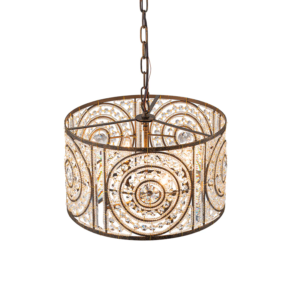 Luxe Moroccan Antique Crystal Drum Cage Chandelier - Image 8