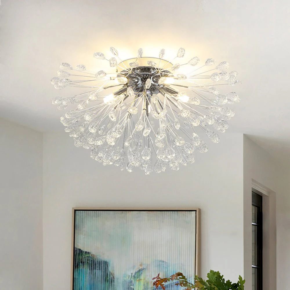 Luxury Bloom Dandelion Crystal Semi Flush Mount - Image 3