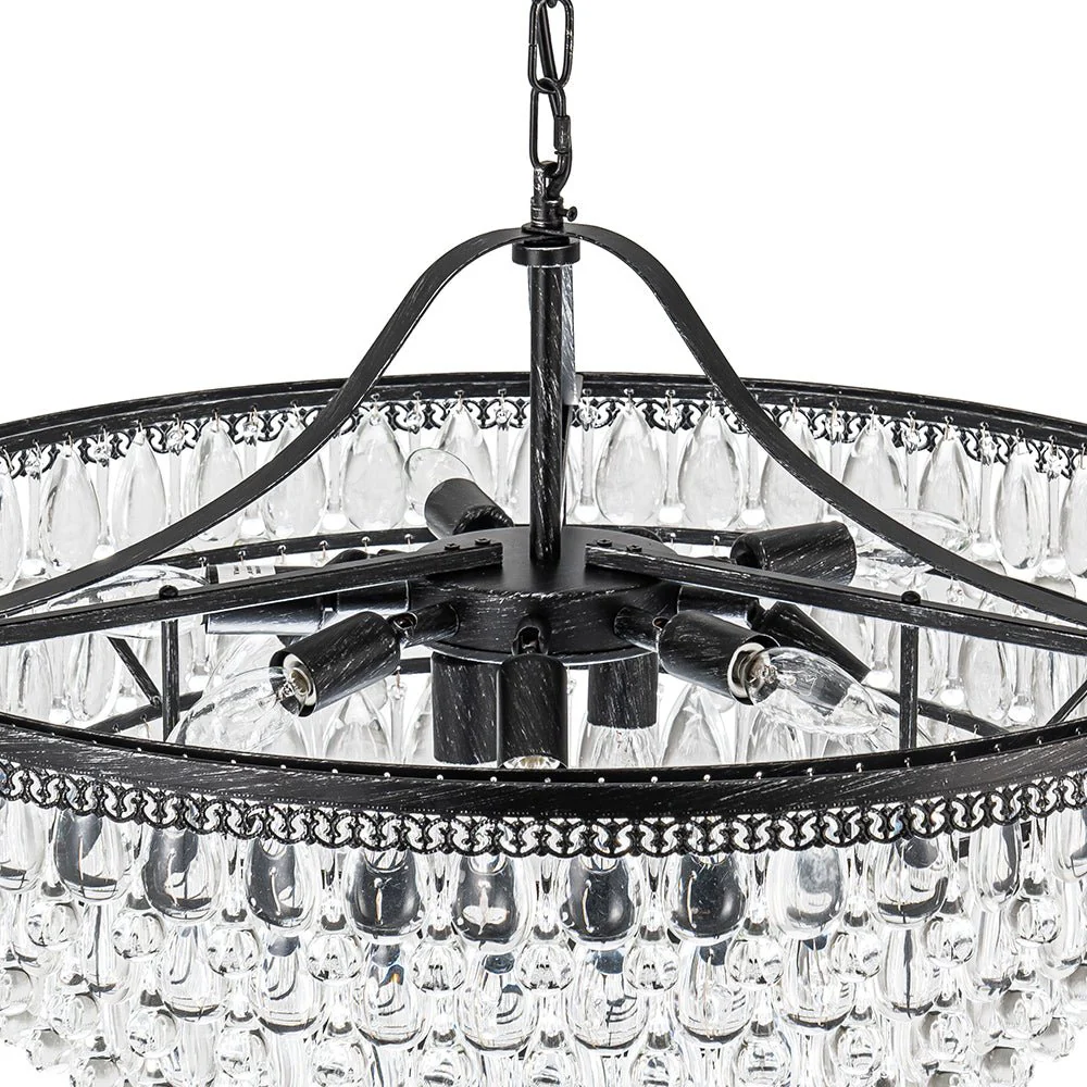 Luxury Glam Tiered Crystal Raindrop Round Chandelier - Image 10