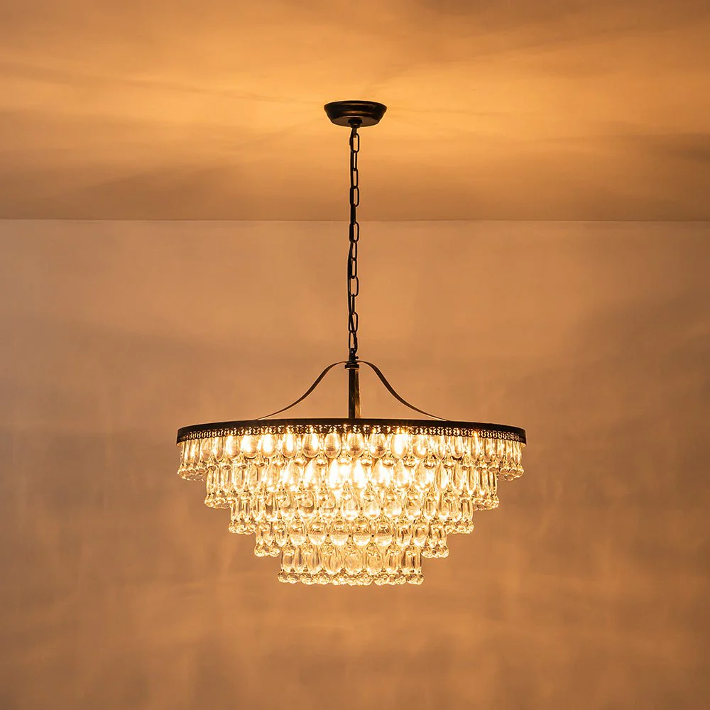 Luxury Glam Tiered Crystal Raindrop Round Chandelier - Image 15