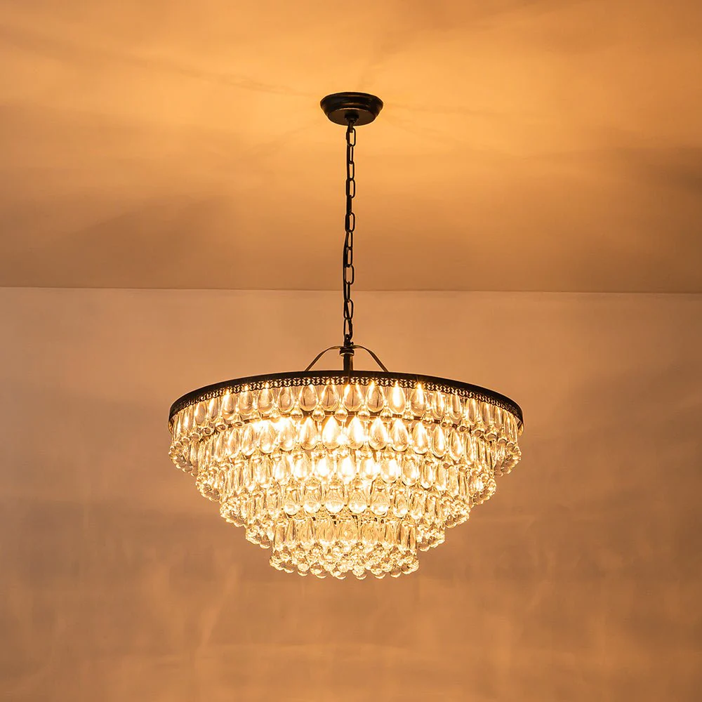 Luxury Glam Tiered Crystal Raindrop Round Chandelier - Image 16