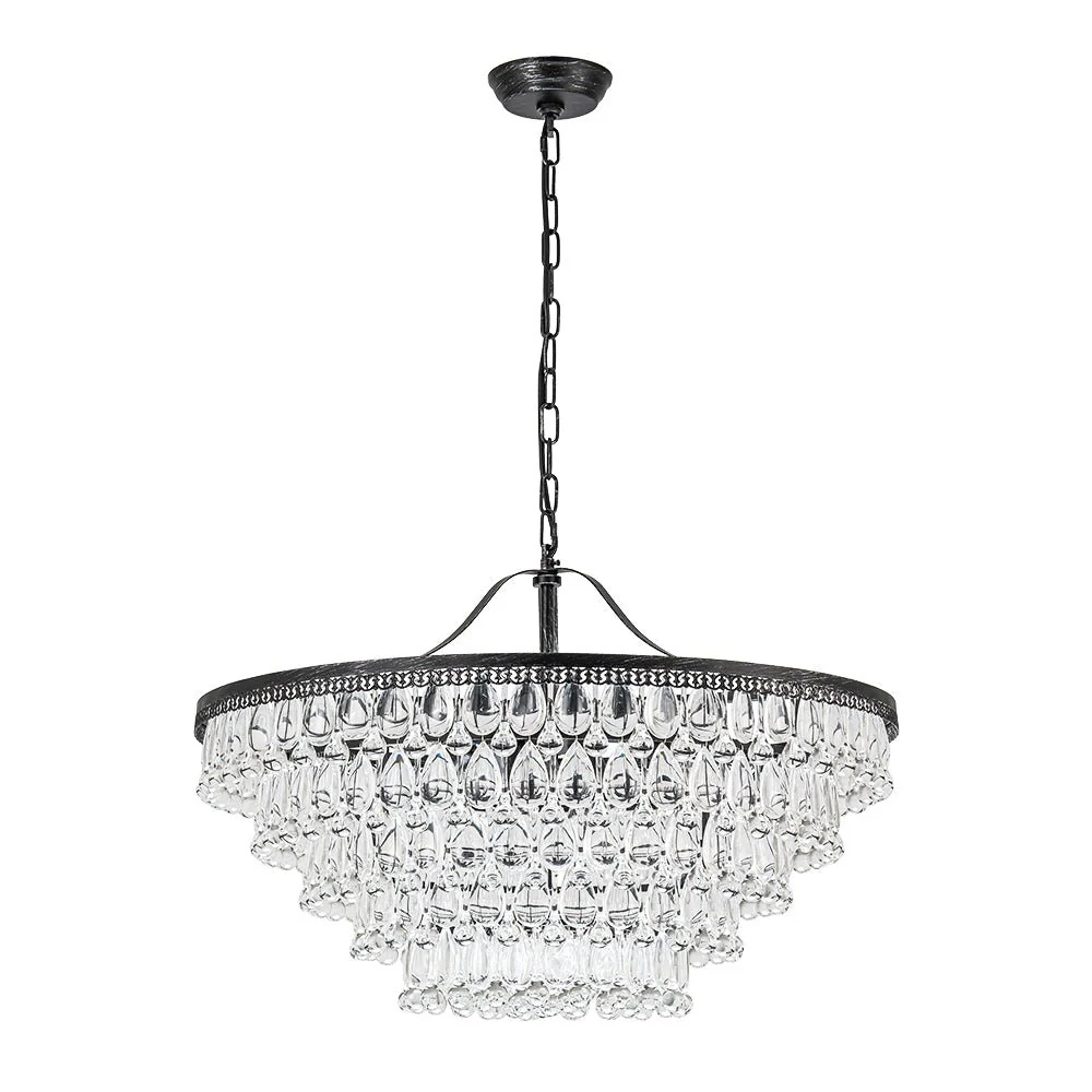 Luxury Glam Tiered Crystal Raindrop Round Chandelier - Image 4