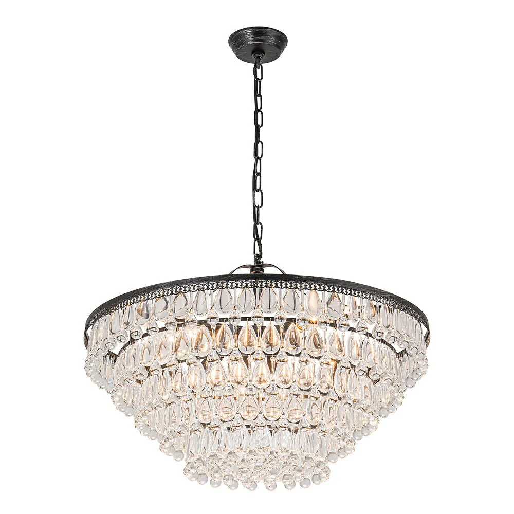 Luxury Glam Tiered Crystal Raindrop Round Chandelier - Image 5