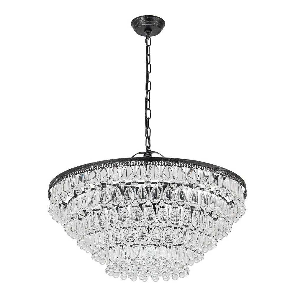 Luxury Glam Tiered Crystal Raindrop Round Chandelier - Image 6