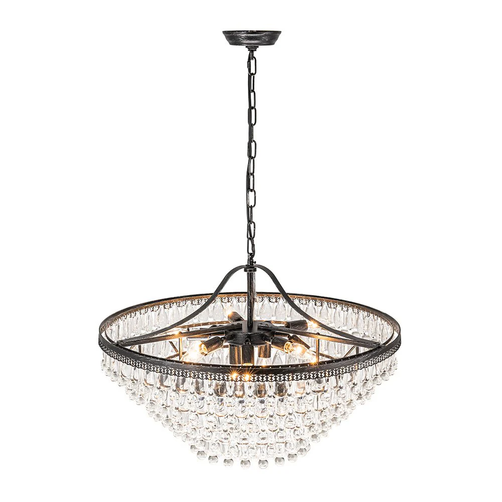 Luxury Glam Tiered Crystal Raindrop Round Chandelier - Image 7