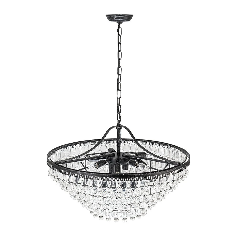 Luxury Glam Tiered Crystal Raindrop Round Chandelier - Image 8