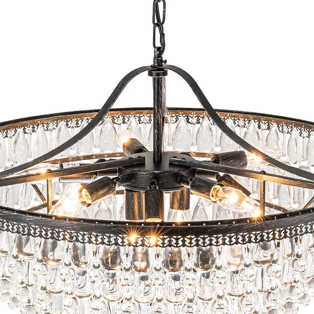Luxury Glam Tiered Crystal Raindrop Round Chandelier - Image 9
