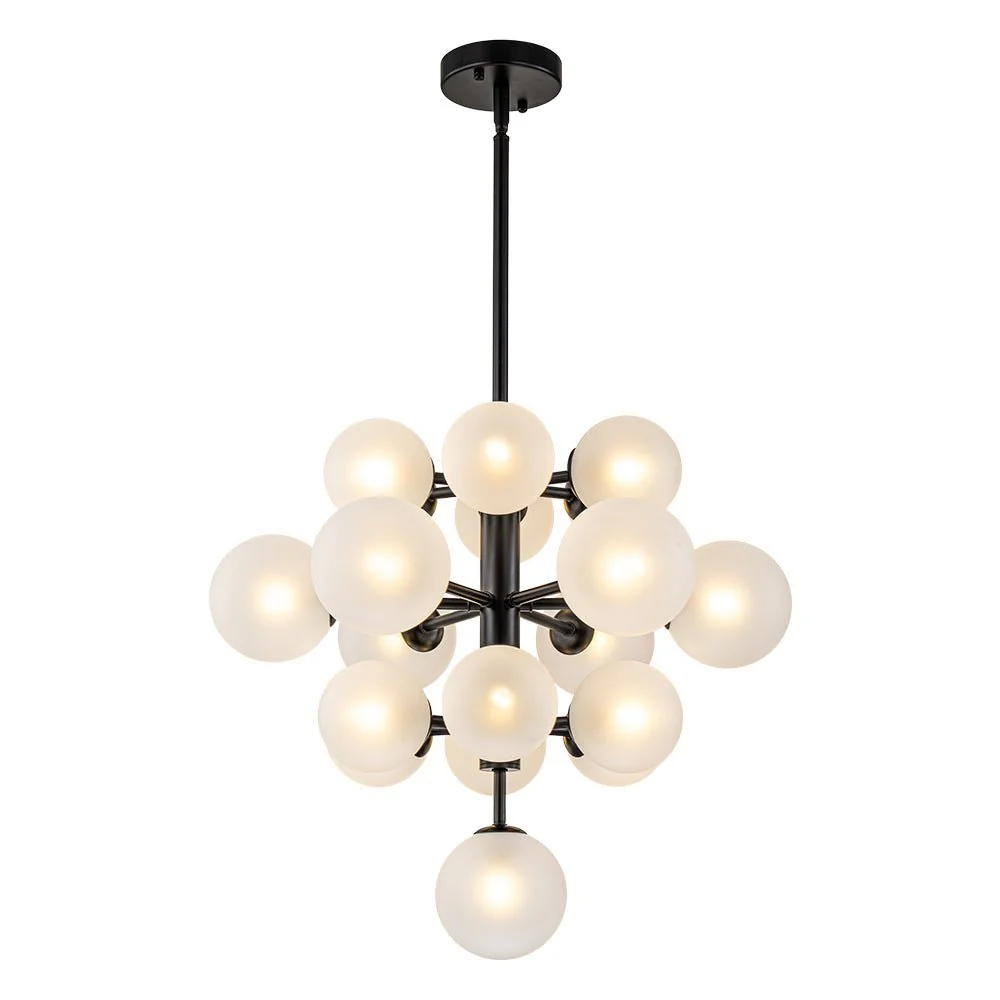 (OpenBox) Mid-Century Frosted Glass Bubble Tiered Sputnik Chandelier - Image 11