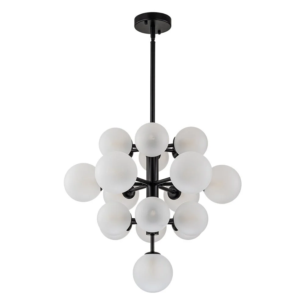 (OpenBox) Mid-Century Frosted Glass Bubble Tiered Sputnik Chandelier - Image 12
