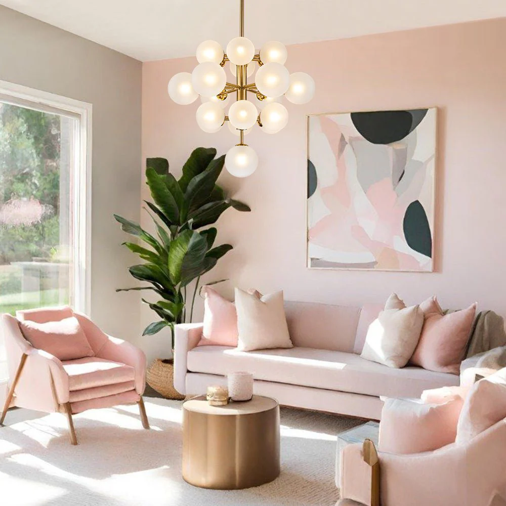 (OpenBox) Mid-Century Frosted Glass Bubble Tiered Sputnik Chandelier - Image 2