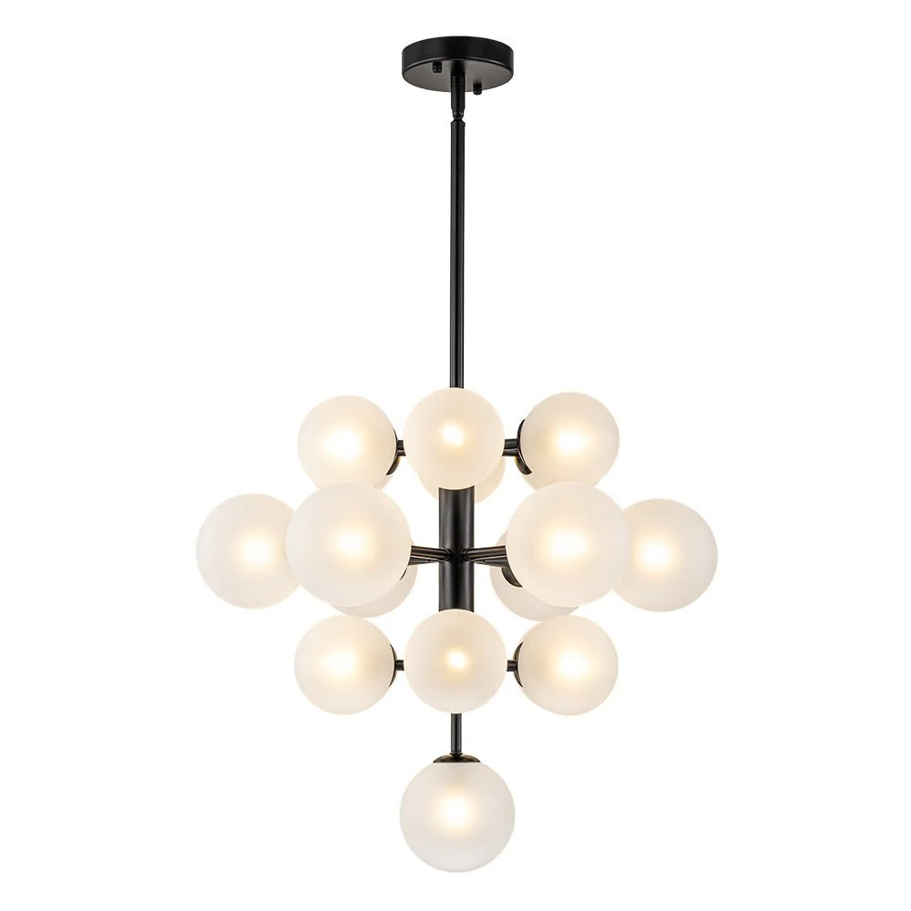 (OpenBox) Mid-Century Frosted Glass Bubble Tiered Sputnik Chandelier - Image 9