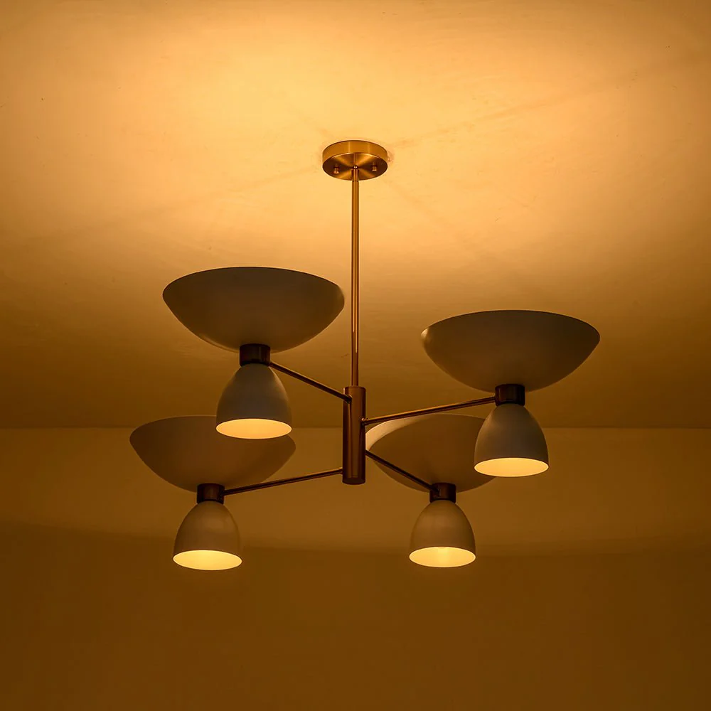 (OpenBox) Mid-Century White Brass 8-Light UP and Down Chandelier - Image 12
