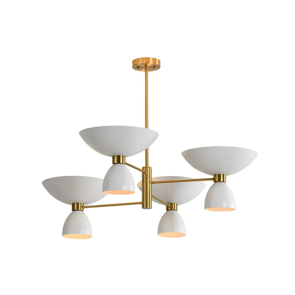 (OpenBox) Mid-Century White Brass 8-Light UP and Down Chandelier - Image 3