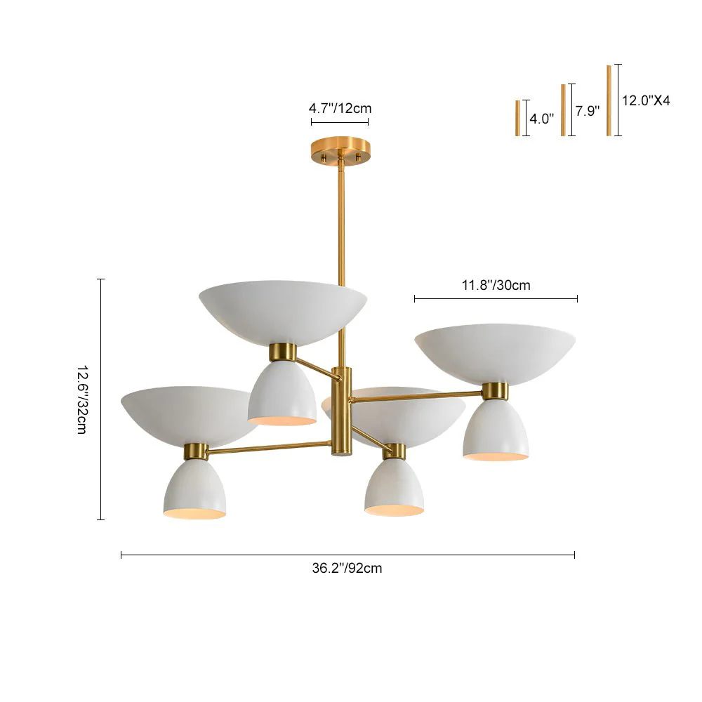 (OpenBox) Mid-Century White Brass 8-Light UP and Down Chandelier - Image 4