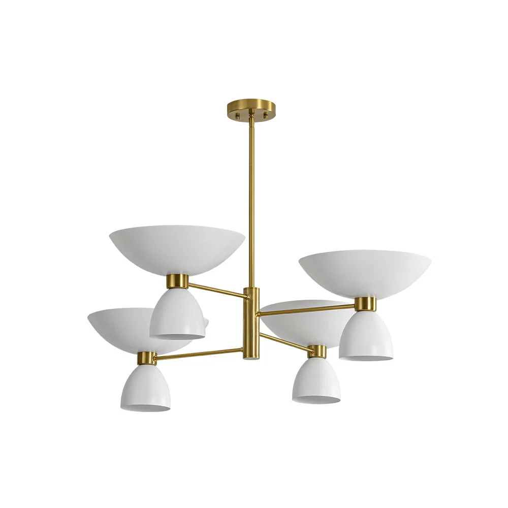 (OpenBox) Mid-Century White Brass 8-Light UP and Down Chandelier - Image 5