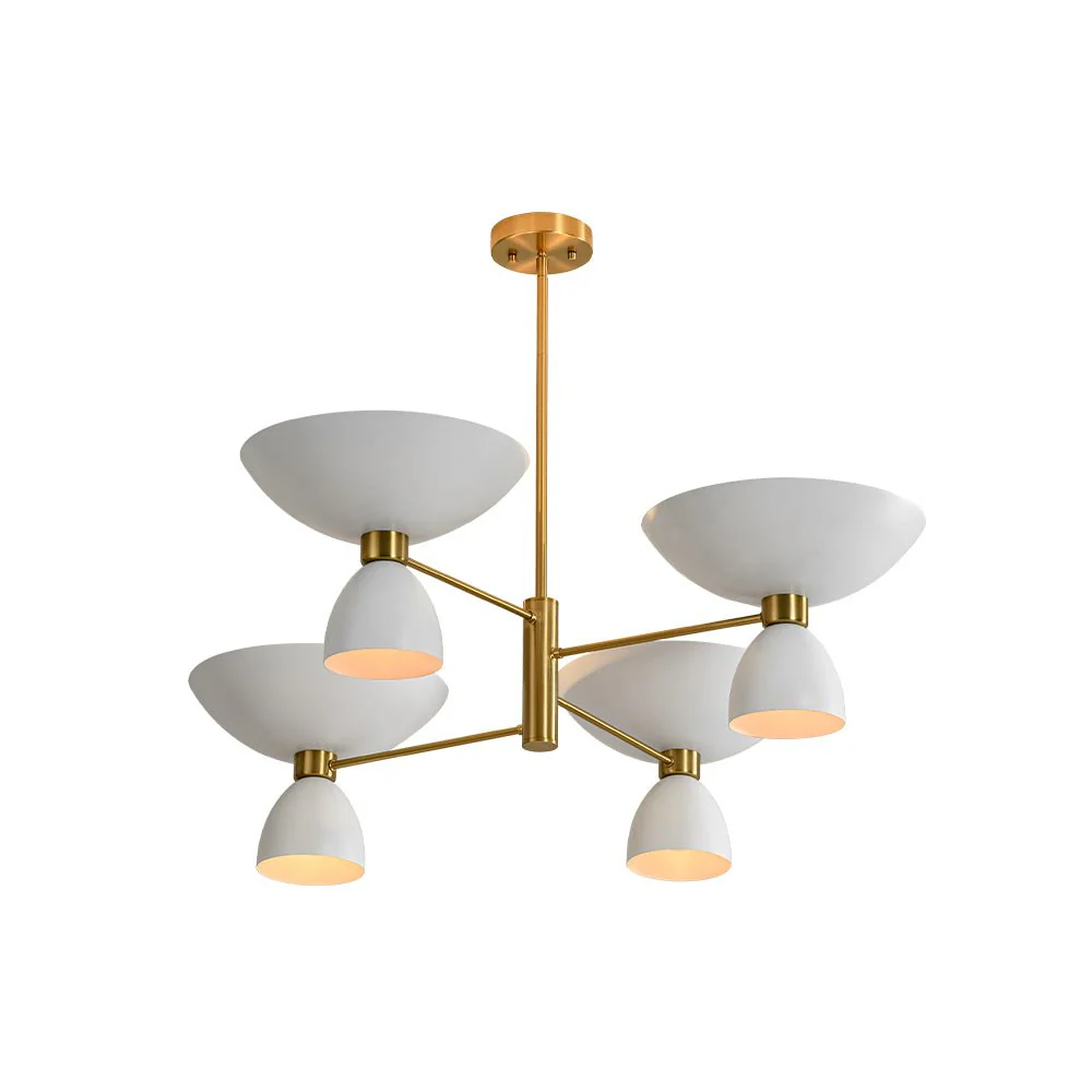(OpenBox) Mid-Century White Brass 8-Light UP and Down Chandelier - Image 6