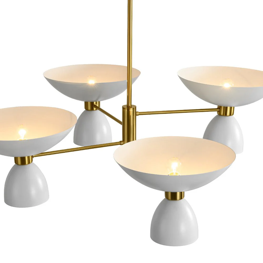 (OpenBox) Mid-Century White Brass 8-Light UP and Down Chandelier - Image 7